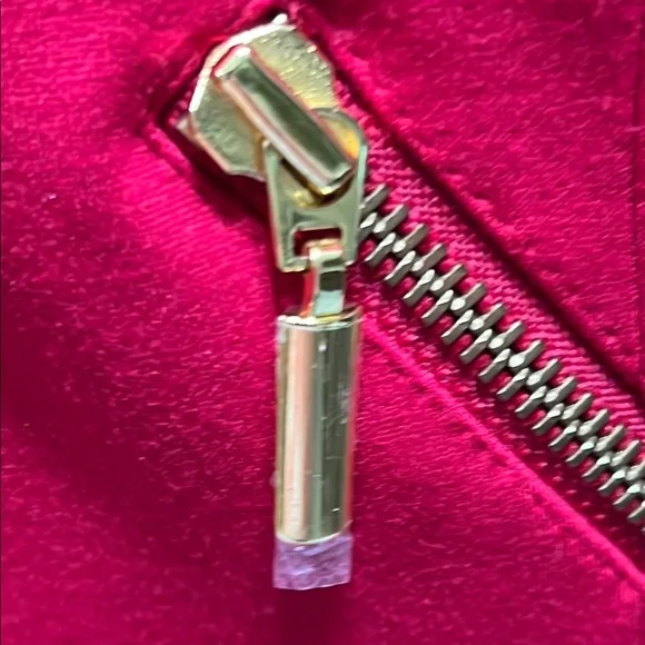 Chico’s Women's Red Jacket with Gold Zipoer Accents and Pockets Like New, Medium - Picture 12 of 14